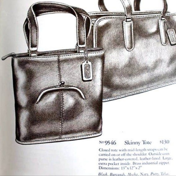 Vintage Coach NYC Skinny Tote №9546 with Kisslock in Navy Blue - Picture 5 of 5